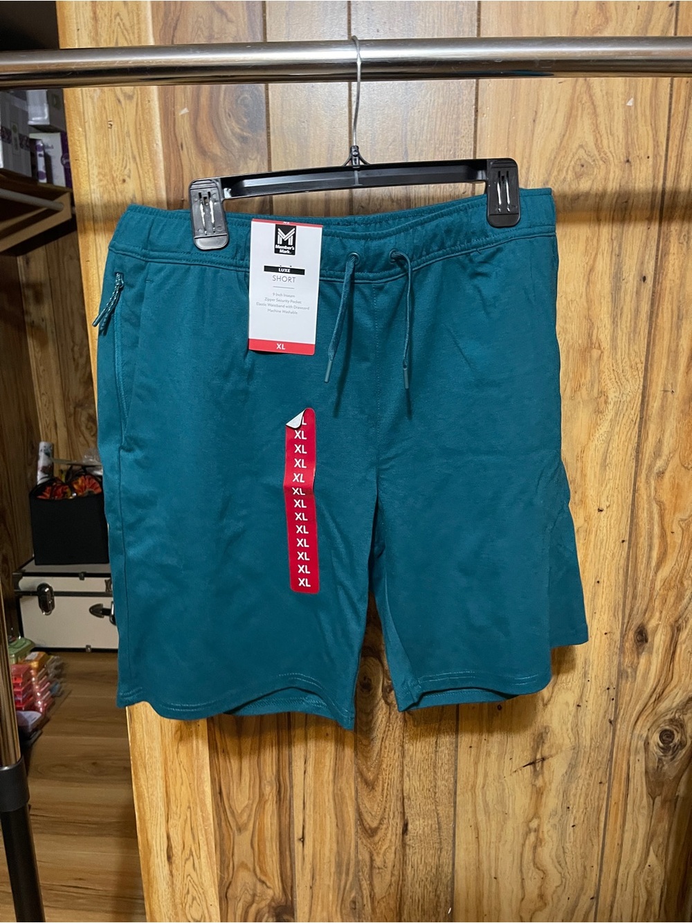 NWT Member’s Mark Teal Luxe Shorts with Zip Pocket XL